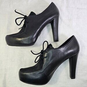 Me Too Lynessa Genuine Leather Chunky Platform Oxford Bootie Pumps 8 Black